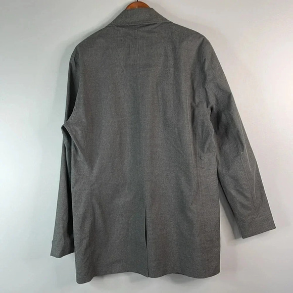 MANGO MAN Charcoal Grey Waterproof Trench Coat Button Front Zippered Pockets M - Picture 9 of 14